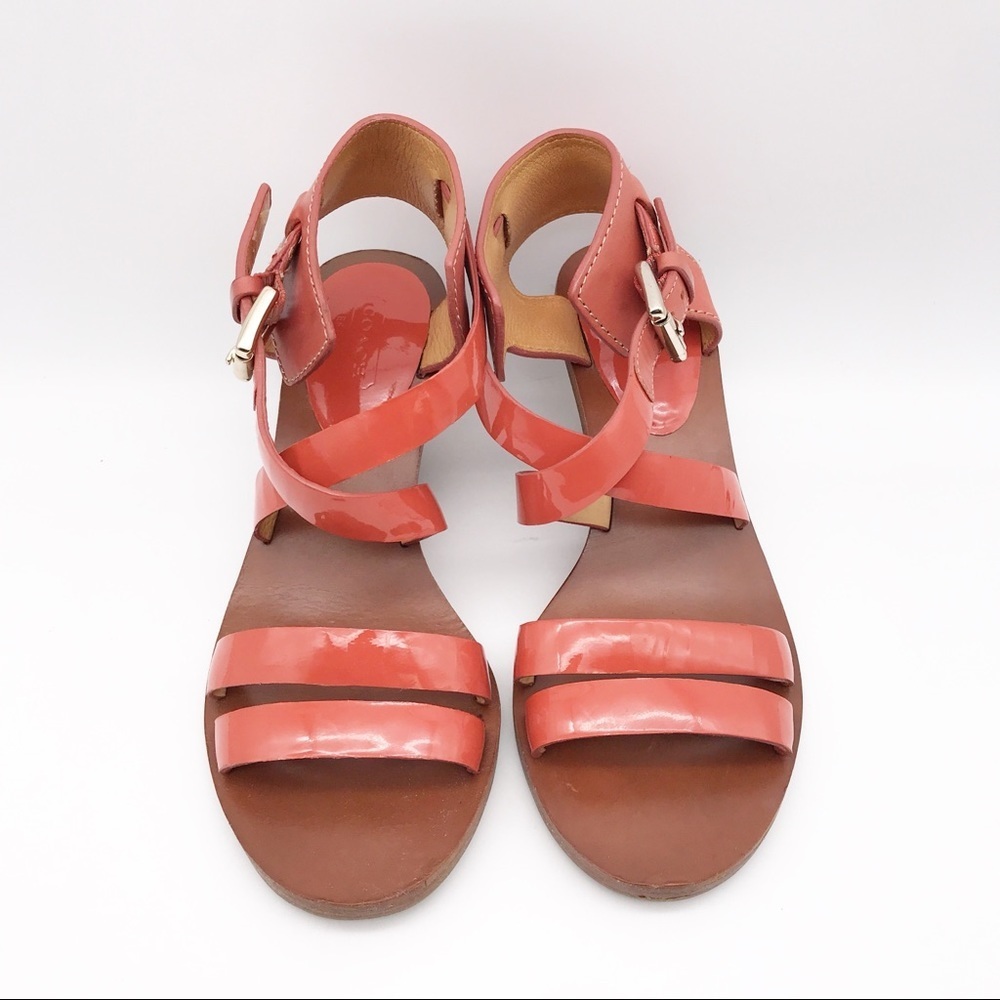 Coach‎ Prue Patent Orange Wedge Sandals Size 5 - Picture 3 of 11